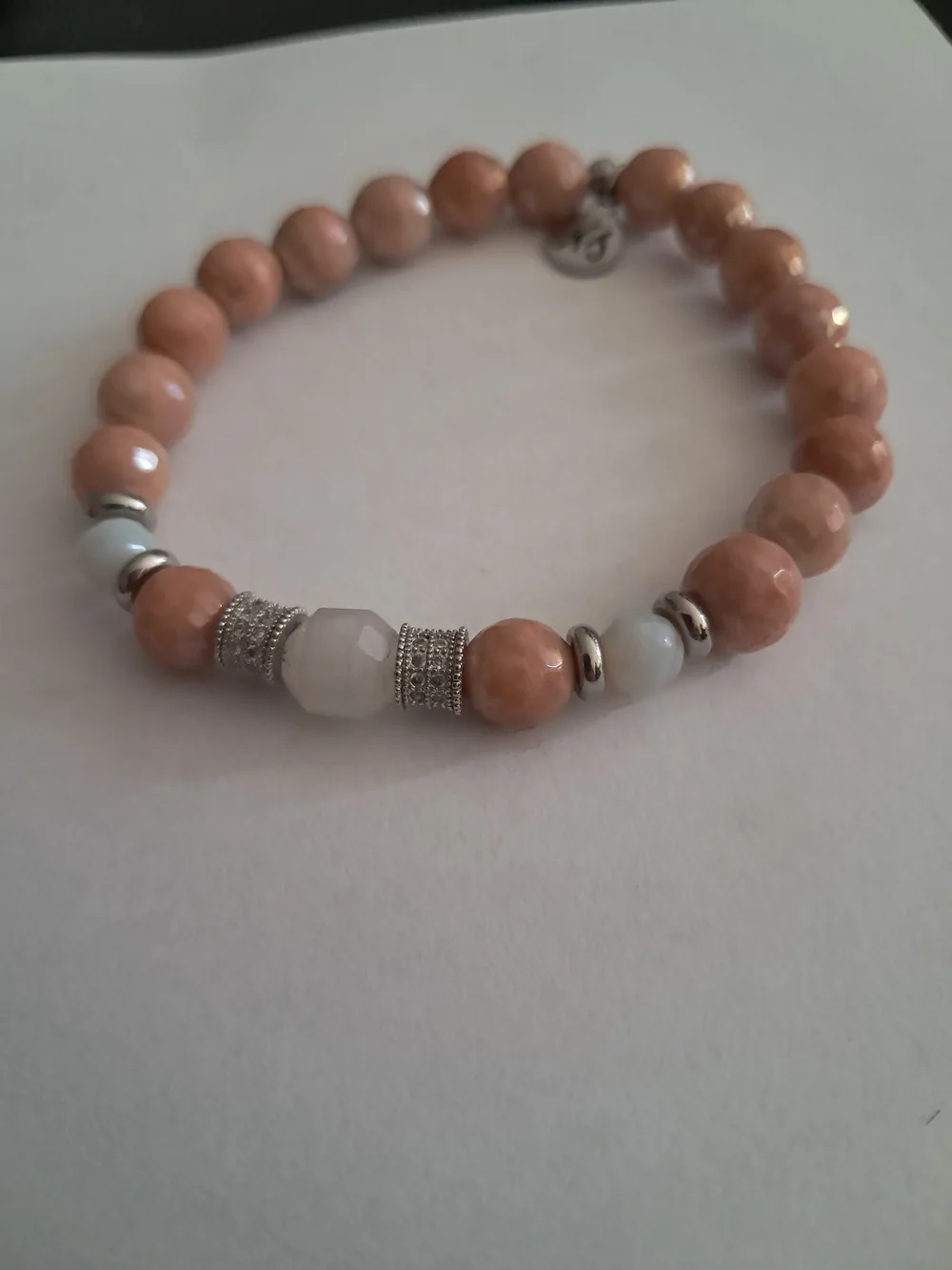T. Jazelle 4-Pc Stack - Pink Rhodochrosite Sunflower & Pave Crystal